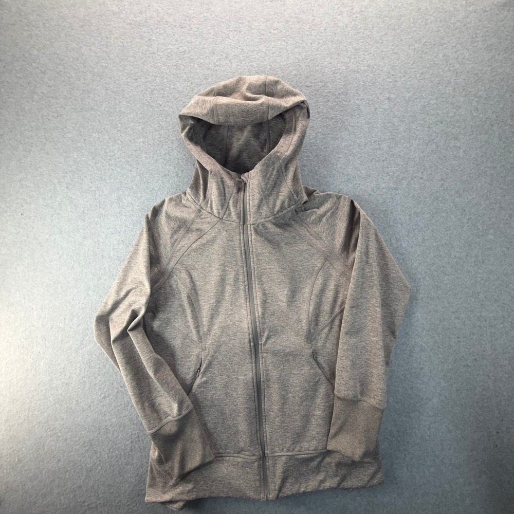 Eddie‎ Bauer Womens Gray Heathered Full Zip Athletic Hoodie Large
